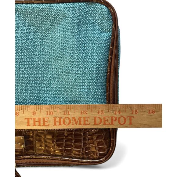 Samantha Brown Travel Jewelry Cosmetic Organizer Blue Brown Faux Croc 5 Pouches - Picture 7 of 11